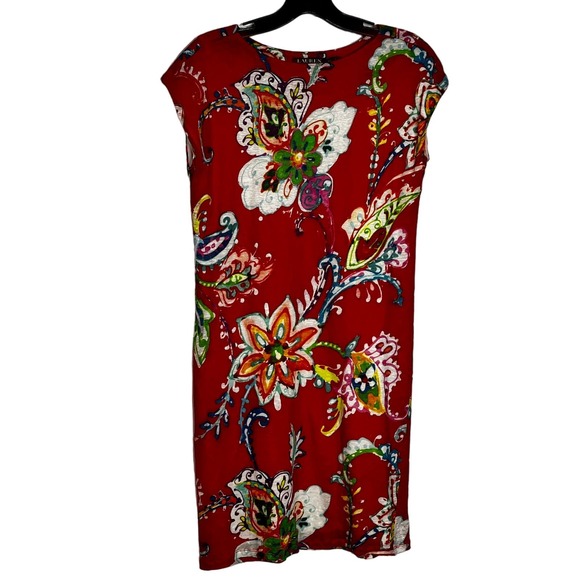 Lauren Ralph Petite XS Floral Print Midi Shift Dress - Picture 1 of 6